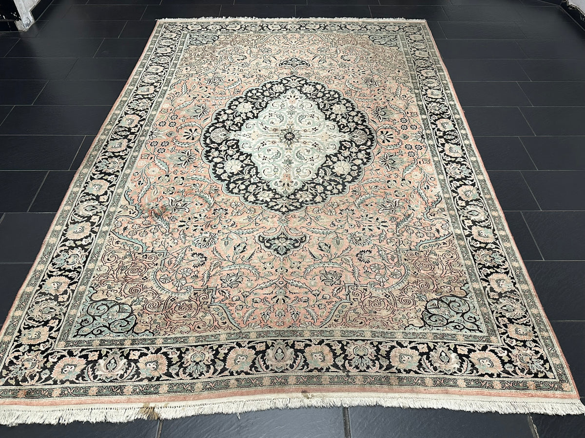 Orientteppich handgeknüpft Kaschmir Ghom Seide 310x210 cm
