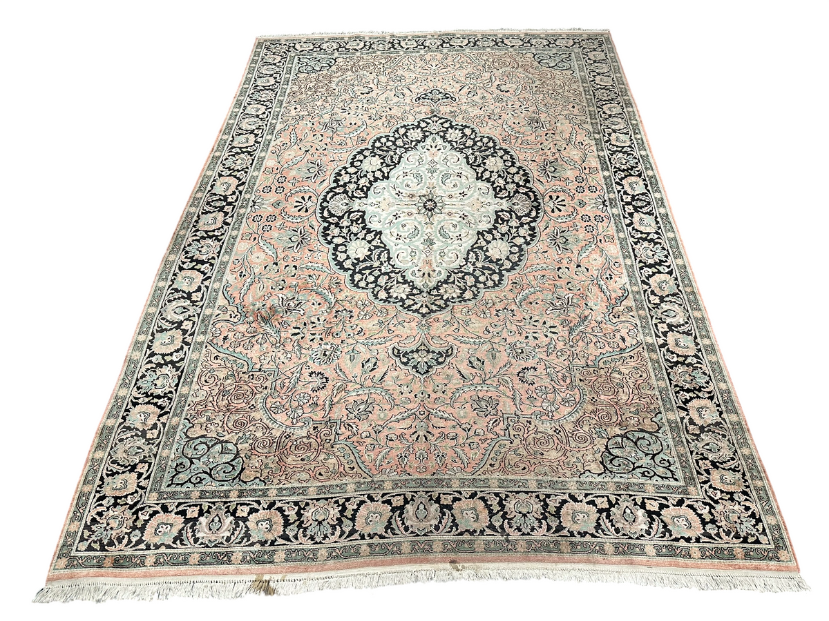 Orientteppich handgeknüpft Kaschmir Ghom Seide 310x210 cm