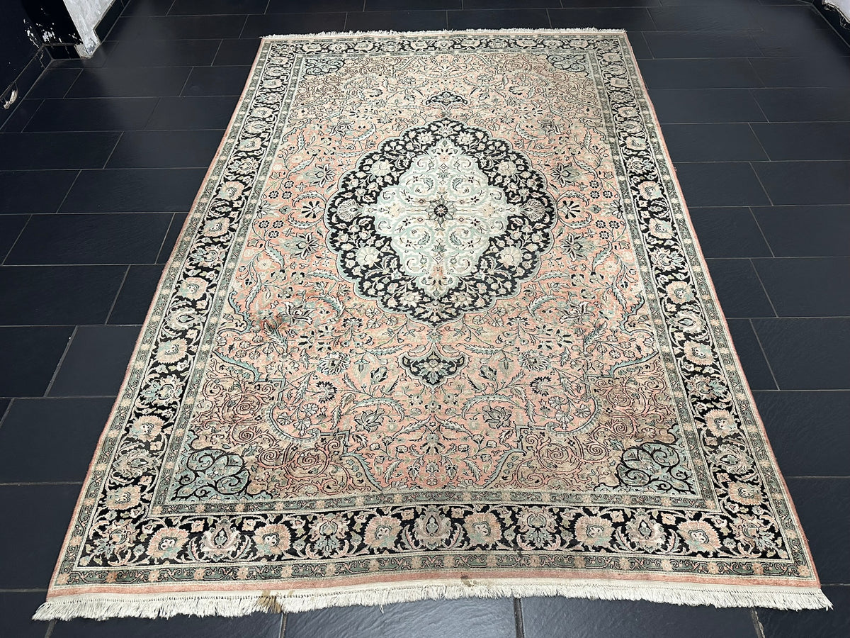 Orientteppich handgeknüpft Kaschmir Ghom Seide 310x210 cm