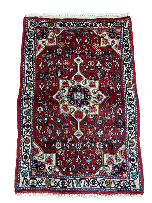 Orientteppich handgeknüpft Bidjar Rosenmuster 108x70 cm