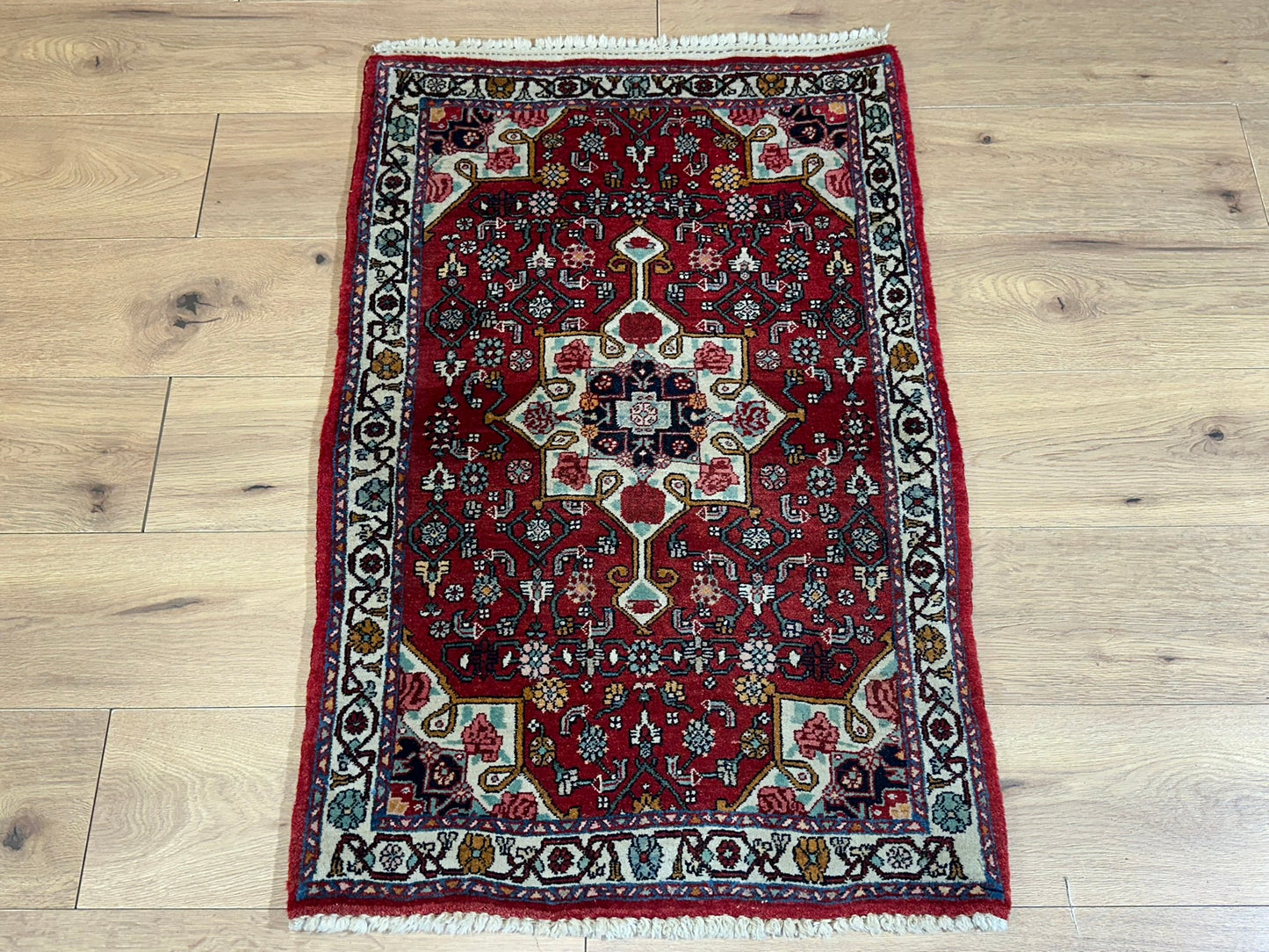 Orientteppich handgeknüpft Bidjar Rosenmuster 108x70 cm