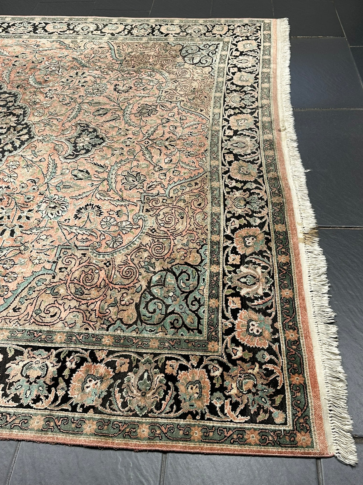 Orientteppich handgeknüpft Kaschmir Ghom Seide 310x210 cm
