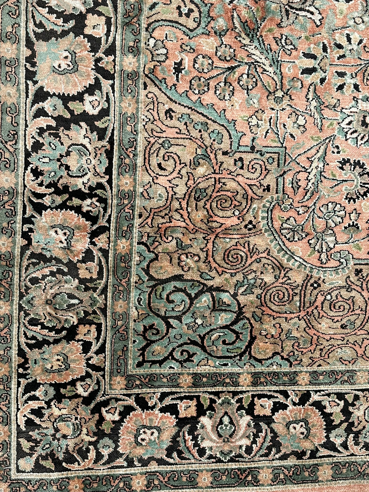 Orientteppich handgeknüpft Kaschmir Ghom Seide 310x210 cm