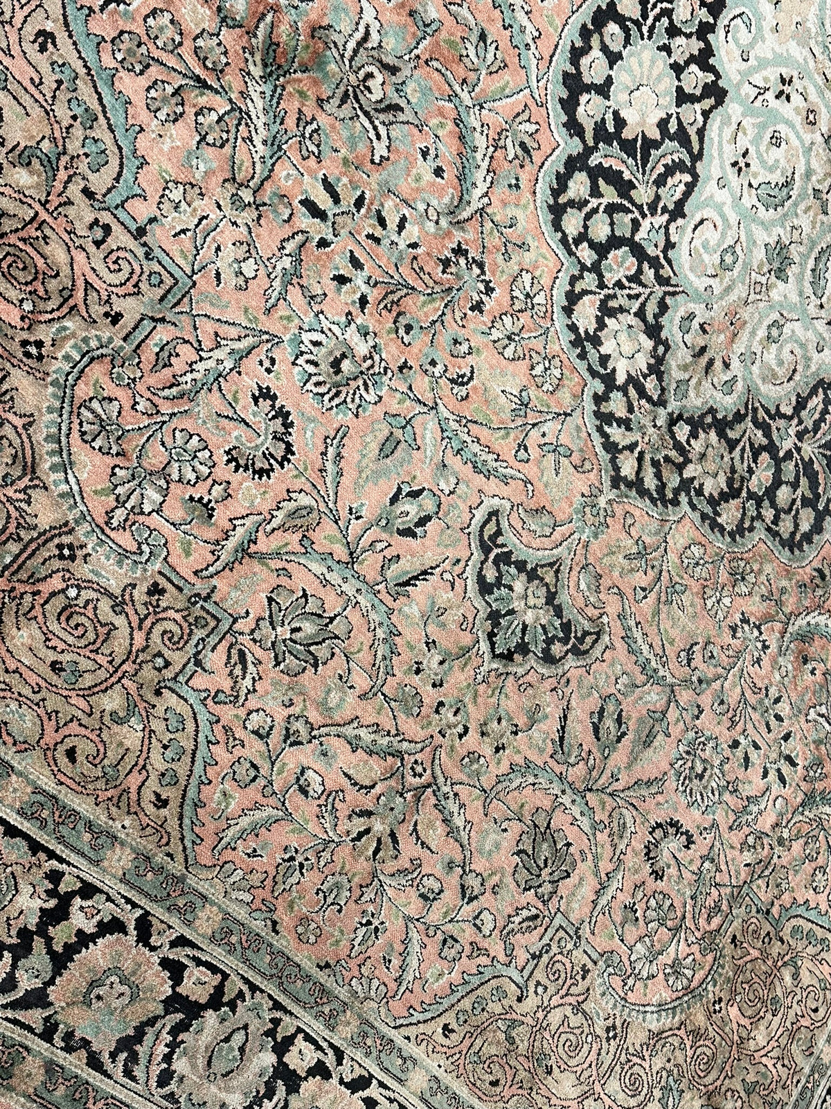 Orientteppich handgeknüpft Kaschmir Ghom Seide 310x210 cm