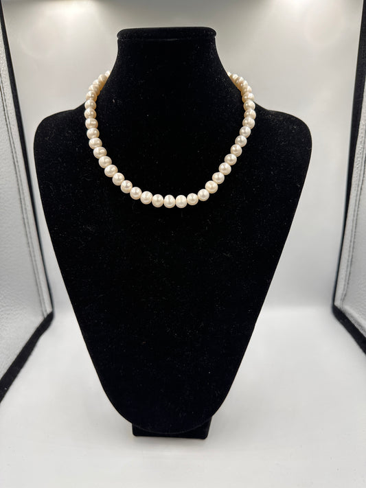 Vintage Weiße Echte Perlenkette