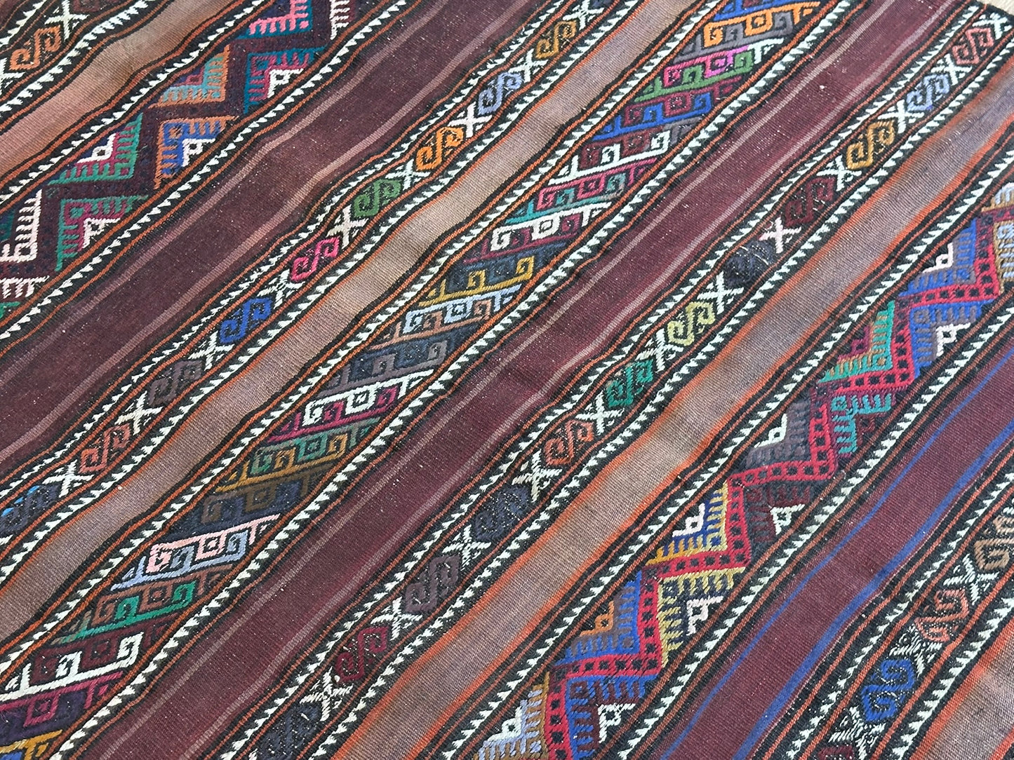 Antik Orientteppich handgeknüpft Kelim Kazak Naturfarben 145x105 cm