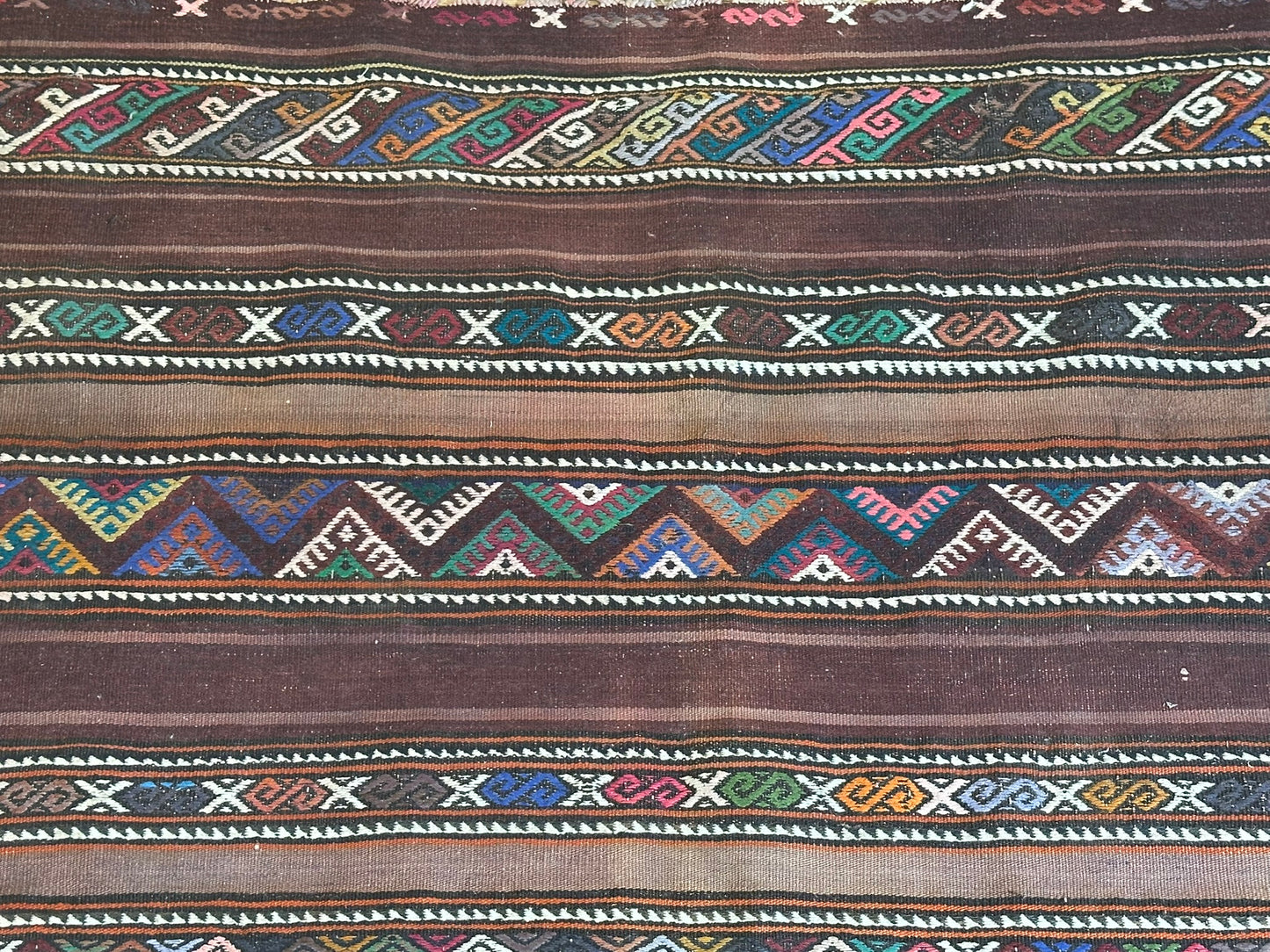 Antik Orientteppich handgeknüpft Kelim Kazak Naturfarben 145x105 cm