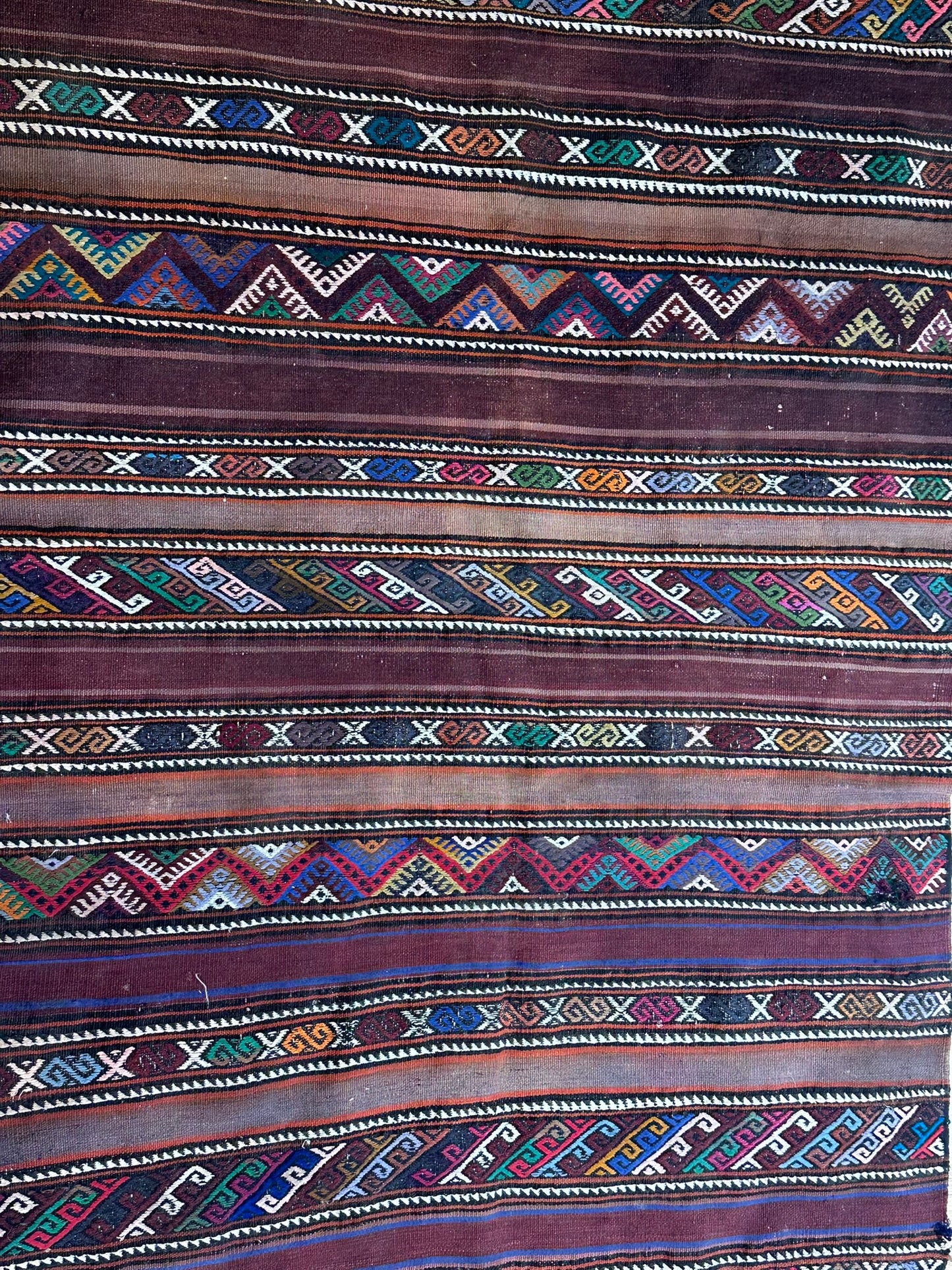 Antik Orientteppich handgeknüpft Kelim Kazak Naturfarben 145x105 cm
