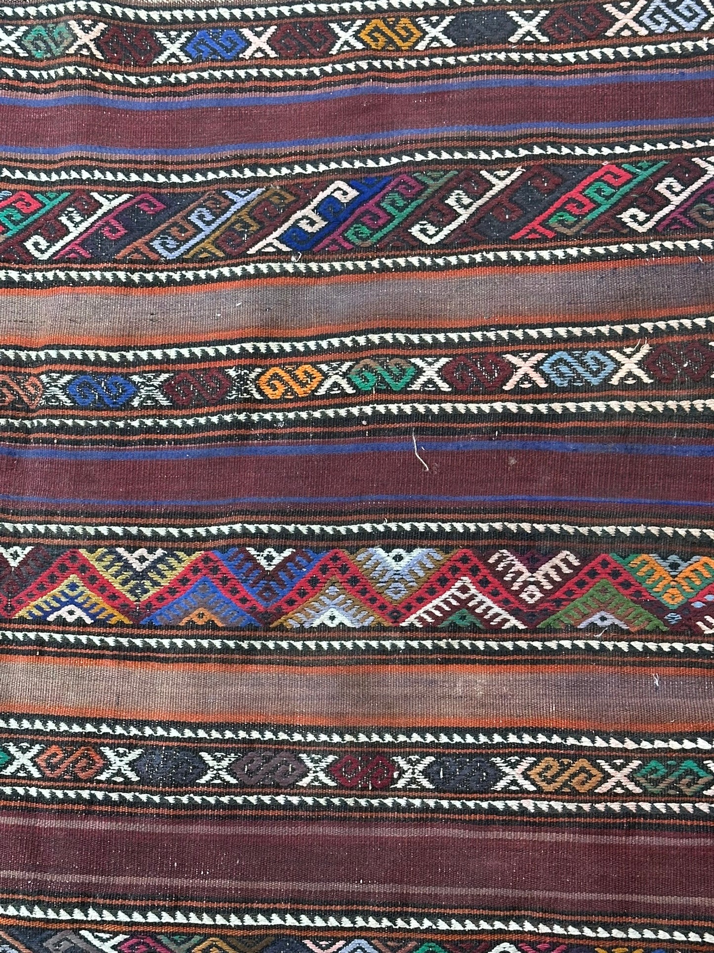Antik Orientteppich handgeknüpft Kelim Kazak Naturfarben 145x105 cm