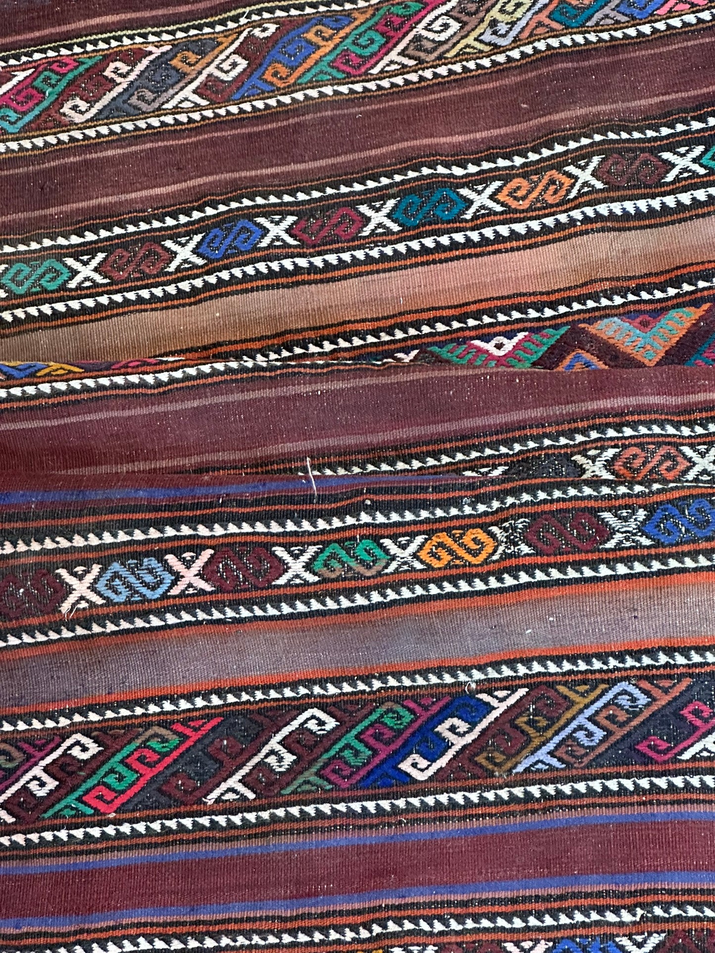 Antik Orientteppich handgeknüpft Kelim Kazak Naturfarben 145x105 cm