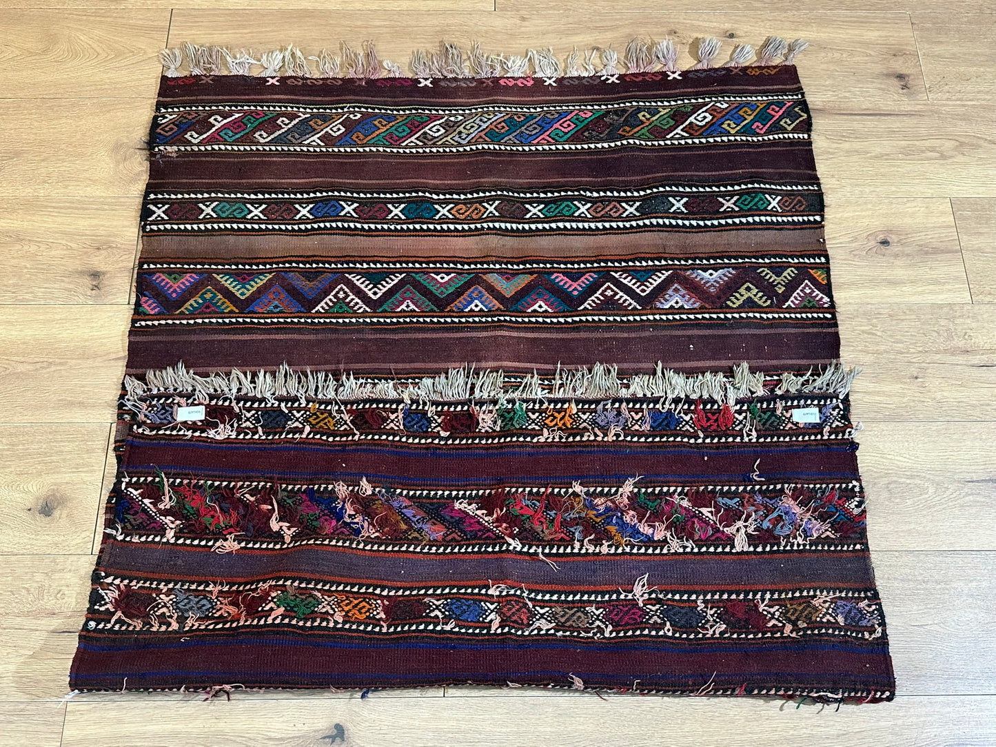 Antik Orientteppich handgeknüpft Kelim Kazak Naturfarben 145x105 cm