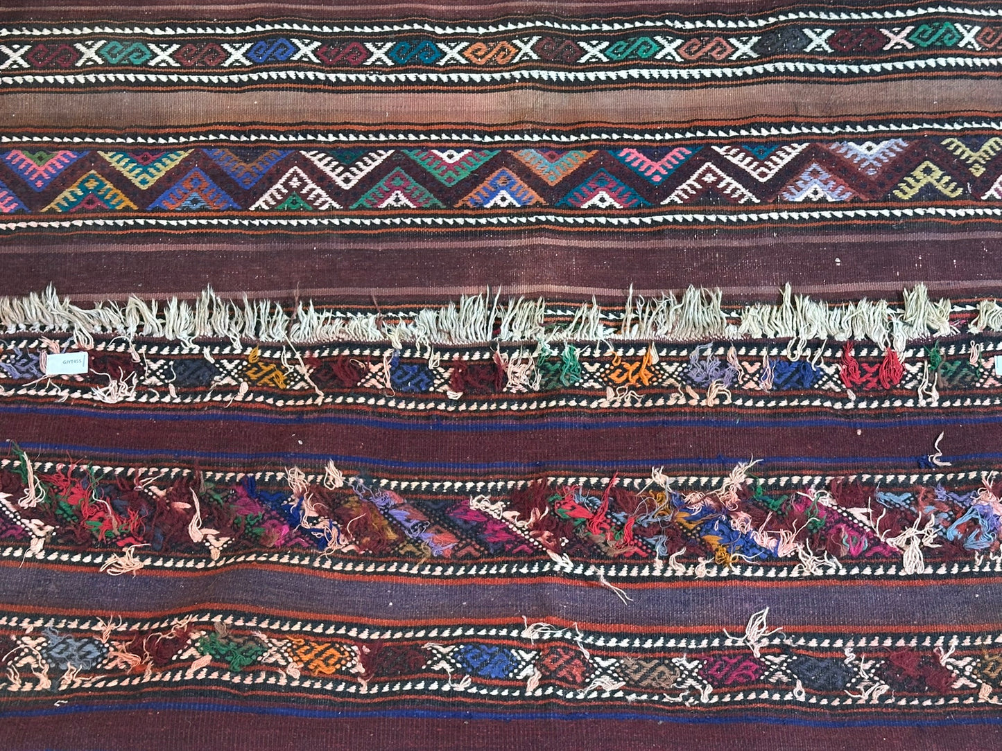 Antik Orientteppich handgeknüpft Kelim Kazak Naturfarben 145x105 cm