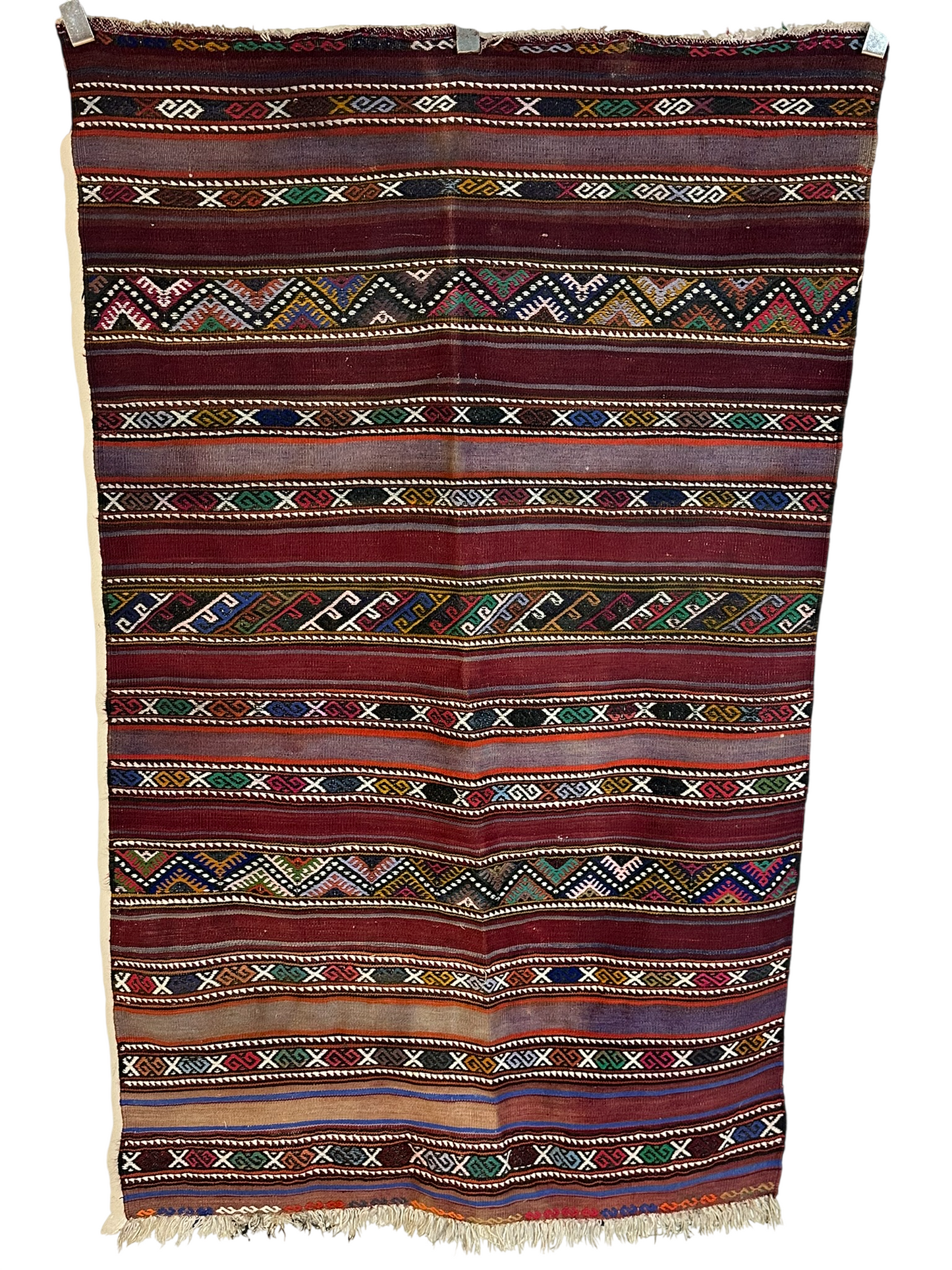 Antiker Orientteppich handgeknüpft Berber Kelim Naturfarben 173x107 cm
