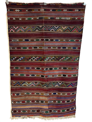 Antiker Orientteppich handgeknüpft Berber Kelim Naturfarben 173x107 cm
