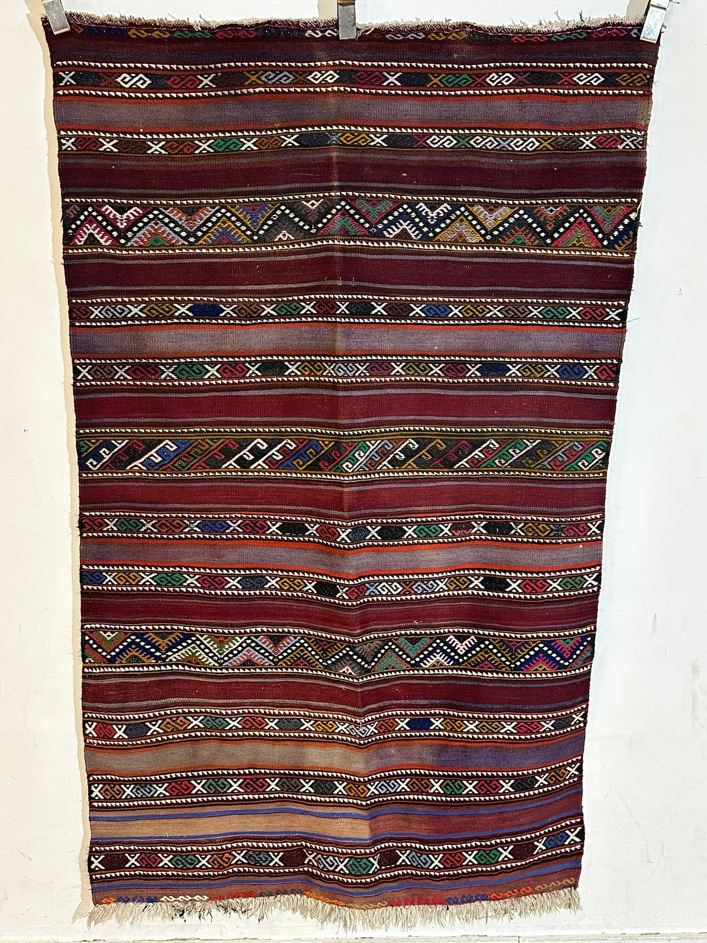 Antiker Orientteppich handgeknüpft Berber Kelim Naturfarben 173x107 cm