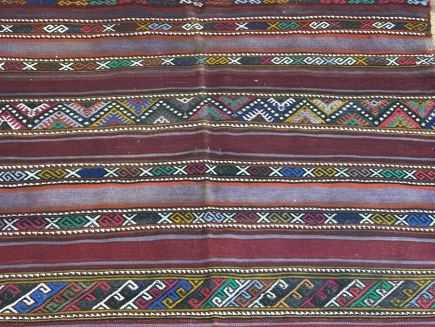 Antiker Orientteppich handgeknüpft Berber Kelim Naturfarben 173x107 cm