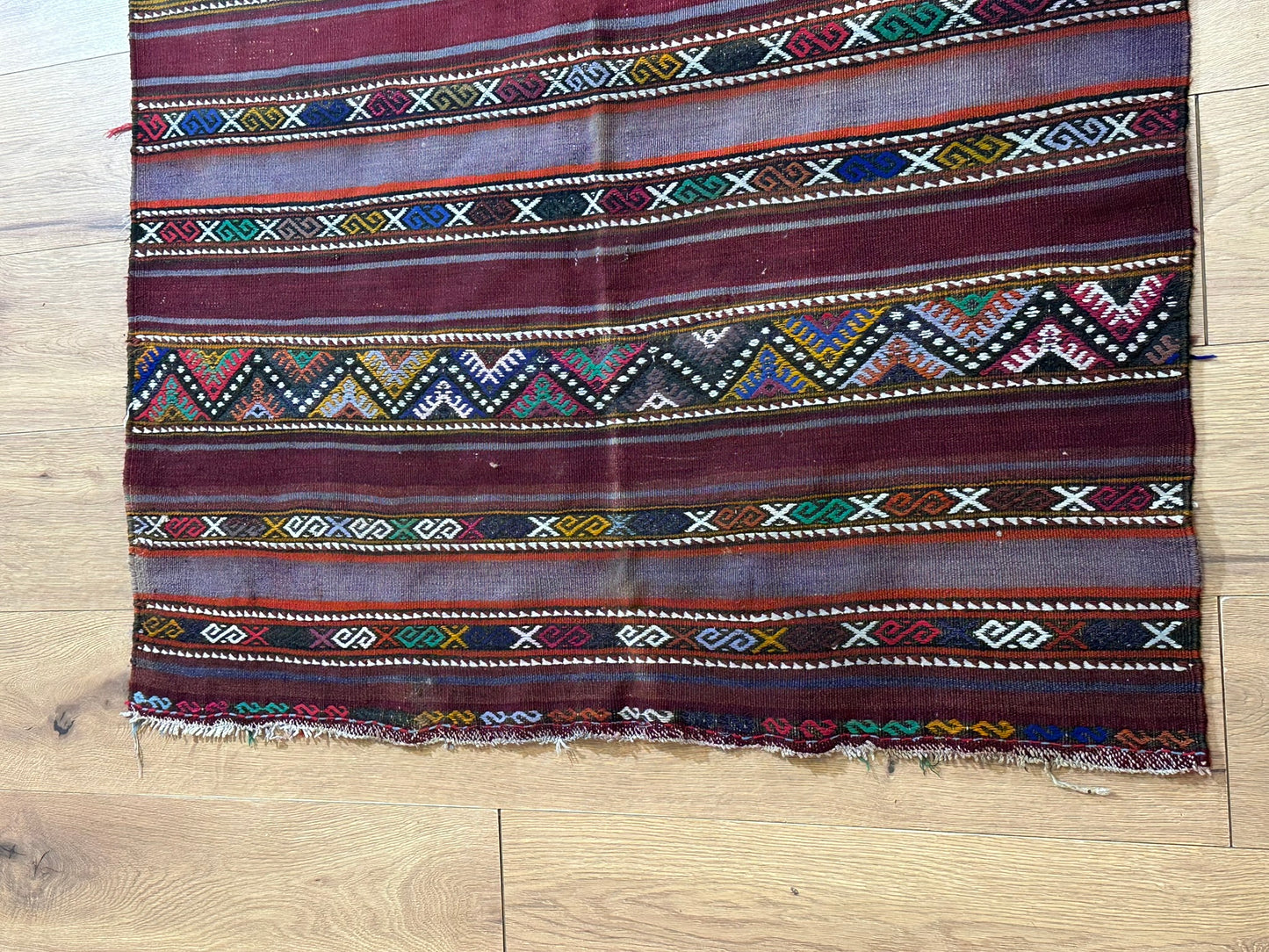 Antiker Orientteppich handgeknüpft Berber Kelim Naturfarben 173x107 cm