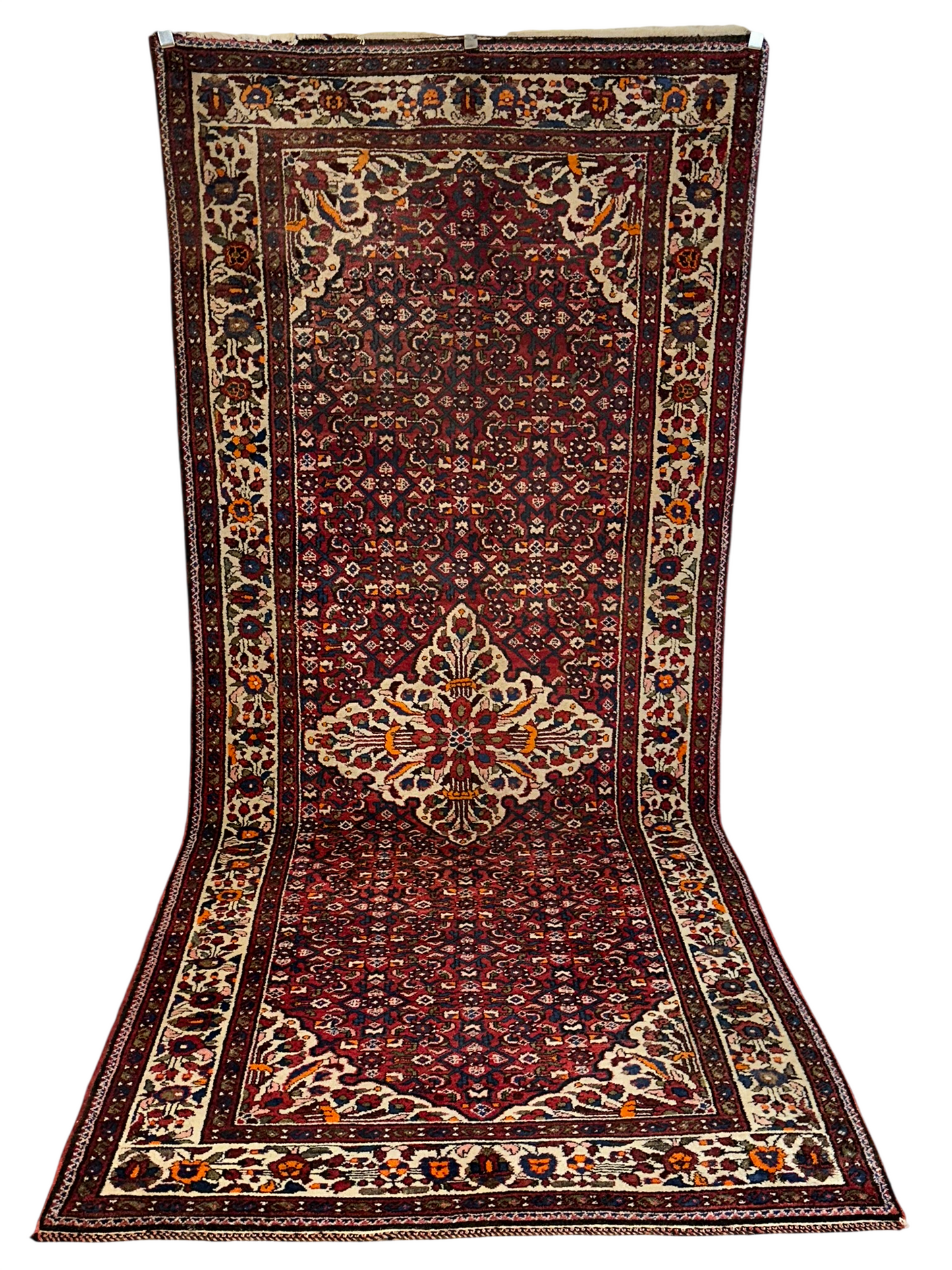 Orientteppich handgeknüpft Hamadan Läufer naturfarben 332x138 cm