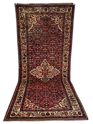 Orientteppich handgeknüpft Hamadan Läufer naturfarben 332x138 cm