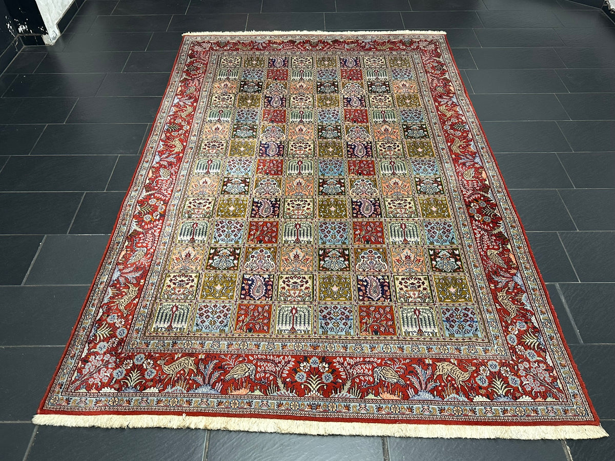 Orientteppich handgeknüpft Ghom Felder 300x200 cm