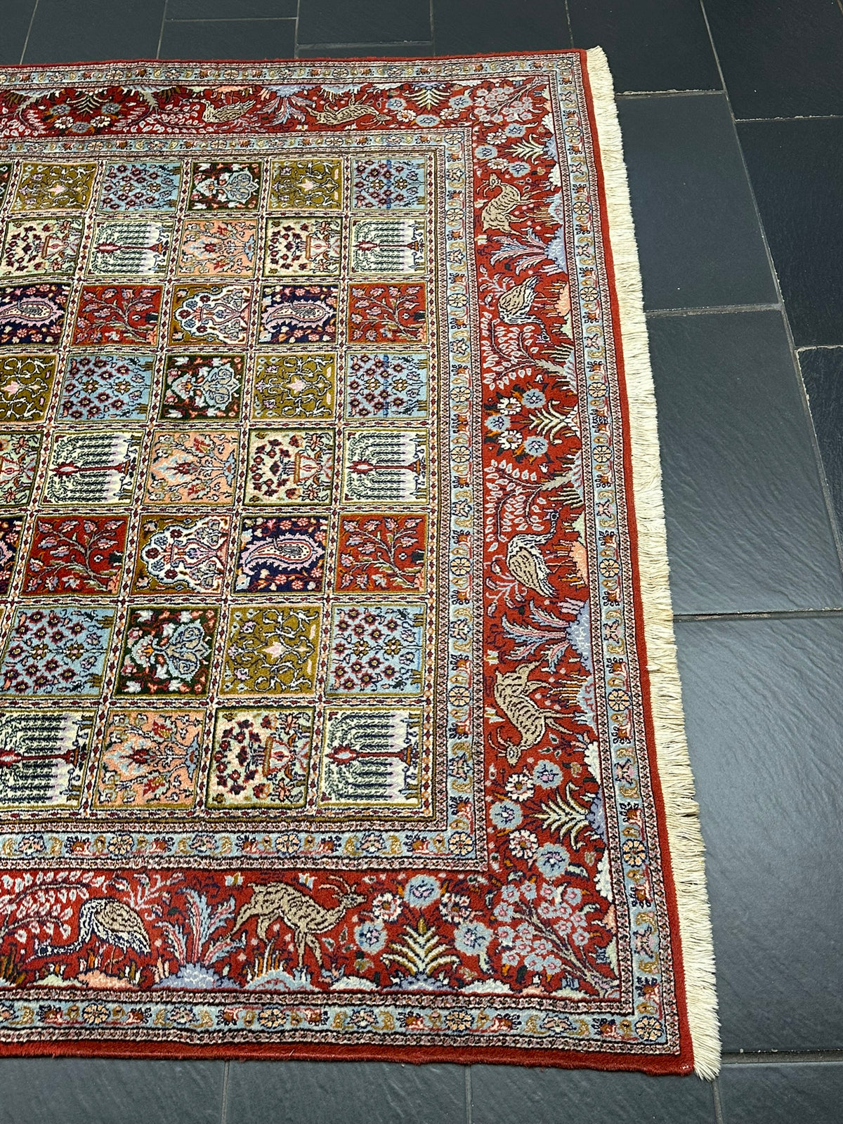 Orientteppich handgeknüpft Ghom Felder 300x200 cm