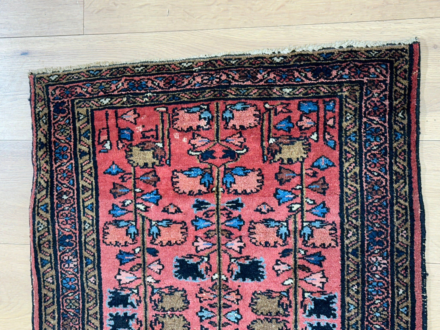 Antik Orientteppich handgeknüpft Lilian Sarough Naturfarben 86x72 cm