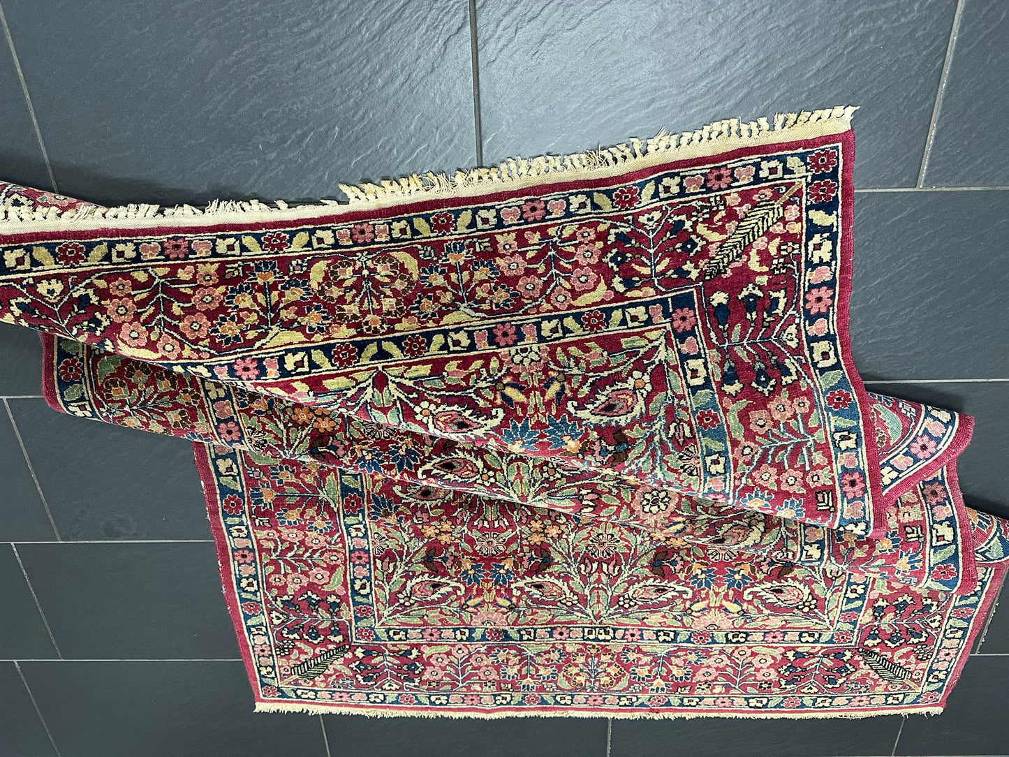 Handgeknüpfter Perser Teppich – Kirman Lavar Design aus Korkwolle