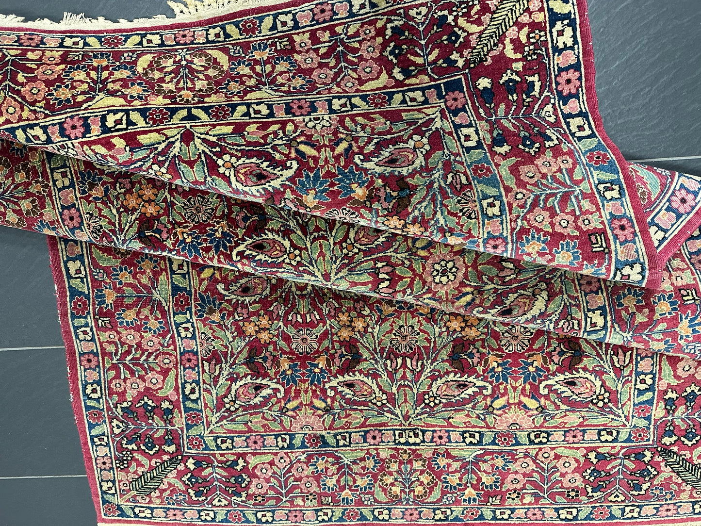 Handgeknüpfter Perser Teppich – Kirman Lavar Design aus Korkwolle