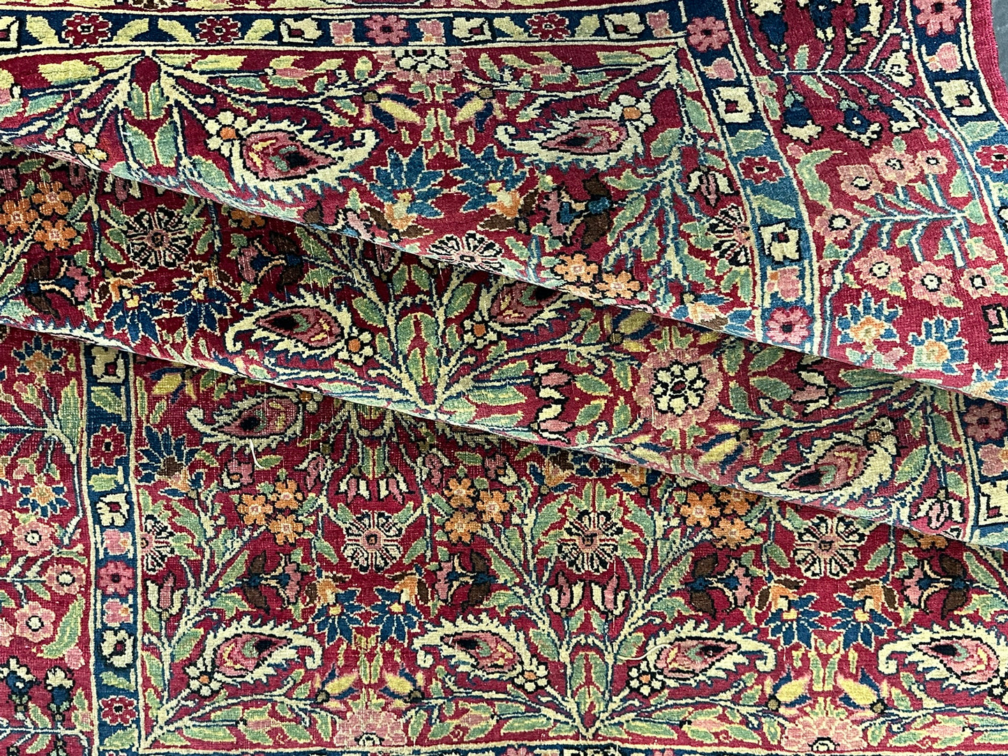 Handgeknüpfter Perser Teppich – Kirman Lavar Design aus Korkwolle