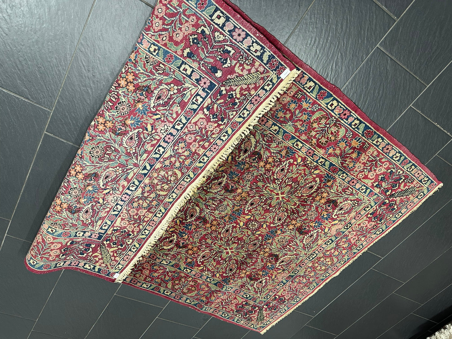 Handgeknüpfter Perser Teppich – Kirman Lavar Design aus Korkwolle