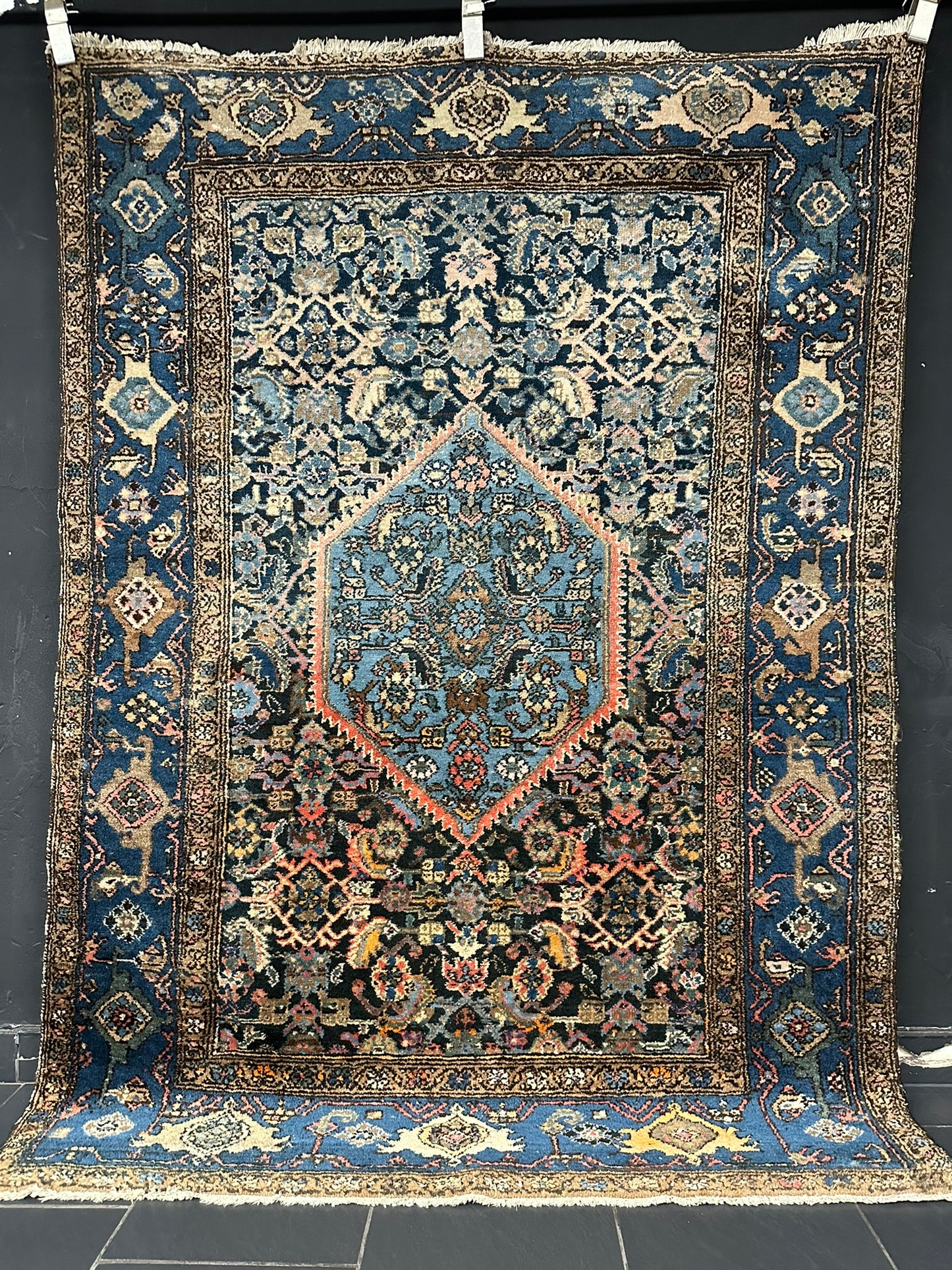 Handgeknüpfter Perser Teppich – Malayer Art Deco Naturfarben maße 185x130cm