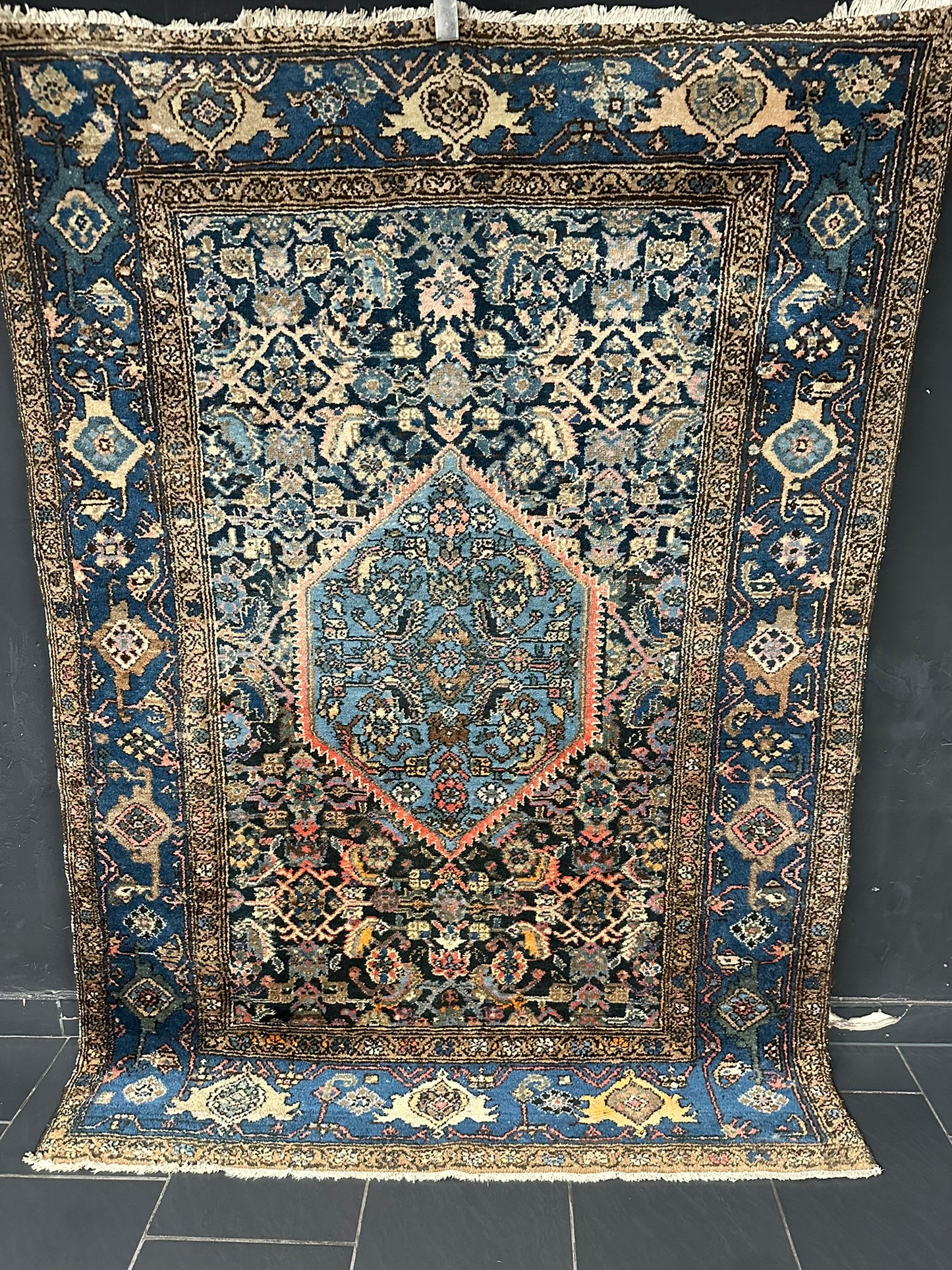 Handgeknüpfter Perser Teppich – Malayer Art Deco Naturfarben maße 185x130cm