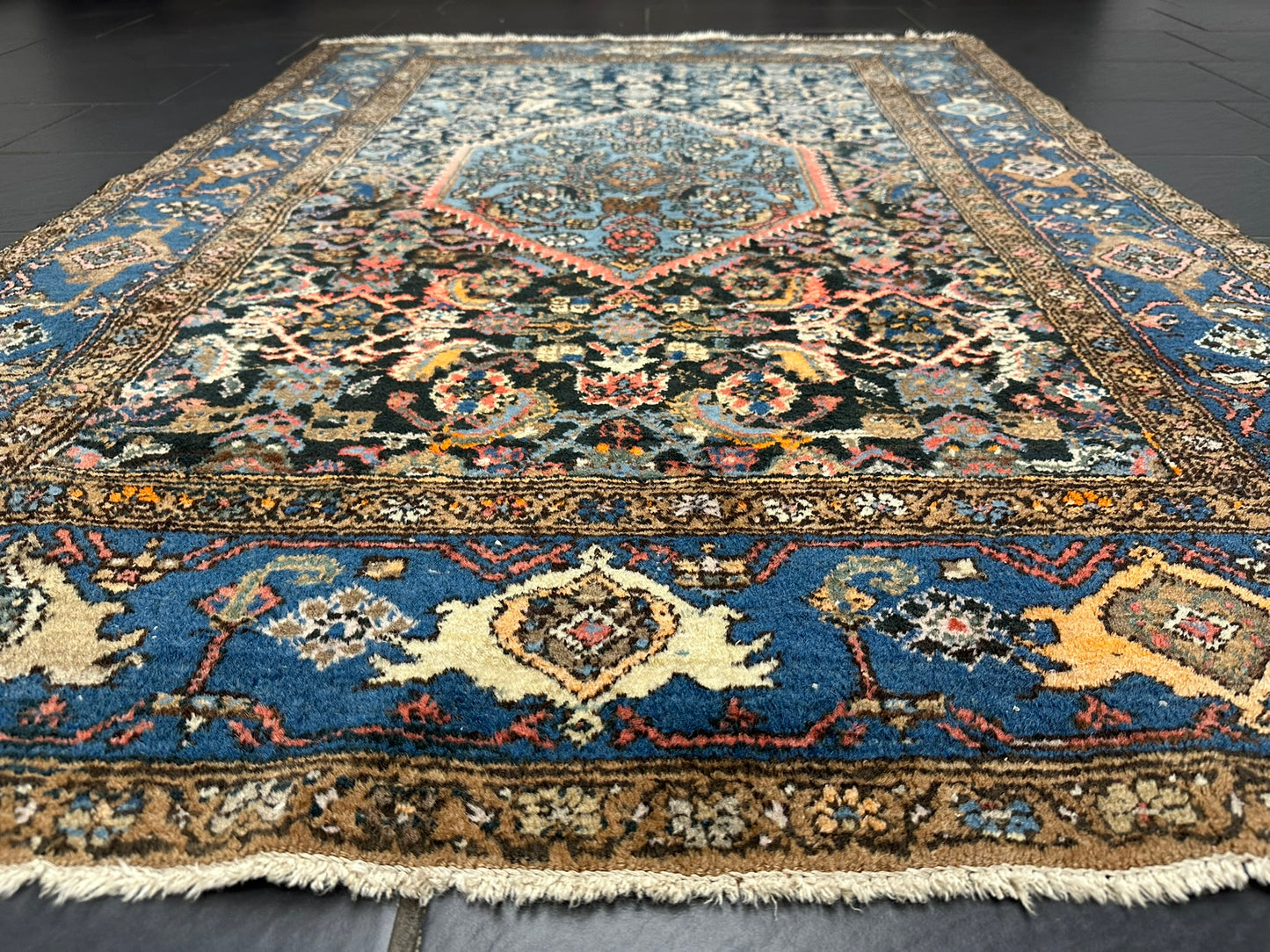 Handgeknüpfter Perser Teppich – Malayer Art Deco Naturfarben maße 185x130cm