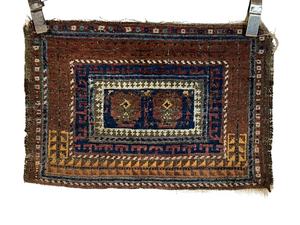 Antik Orientteppich handgeknüpft Belutsch Naturfarben 64x45 cm