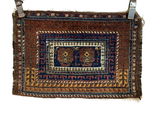 Antik Orientteppich handgeknüpft Belutsch Naturfarben 64x45 cm