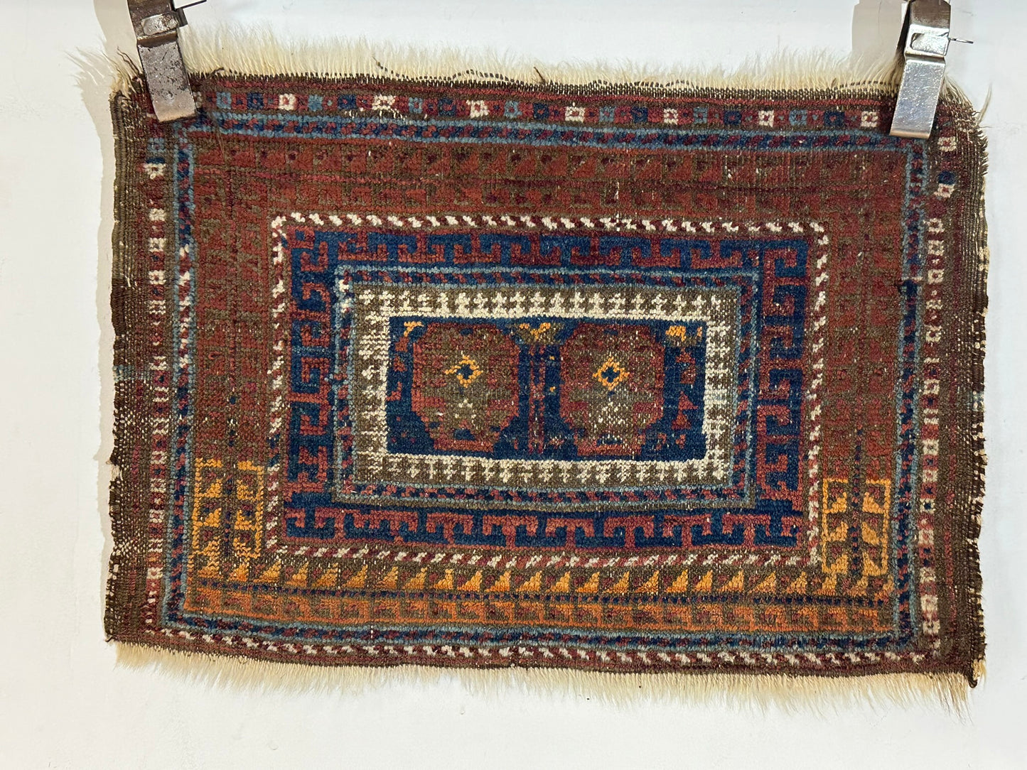 Antik Orientteppich handgeknüpft Belutsch Naturfarben 64x45 cm