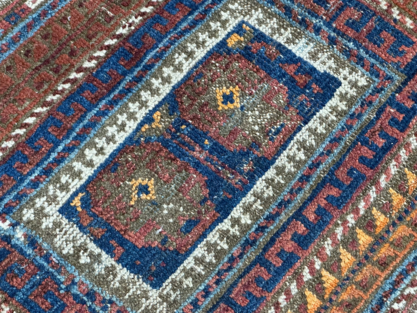 Antik Orientteppich handgeknüpft Belutsch Naturfarben 64x45 cm