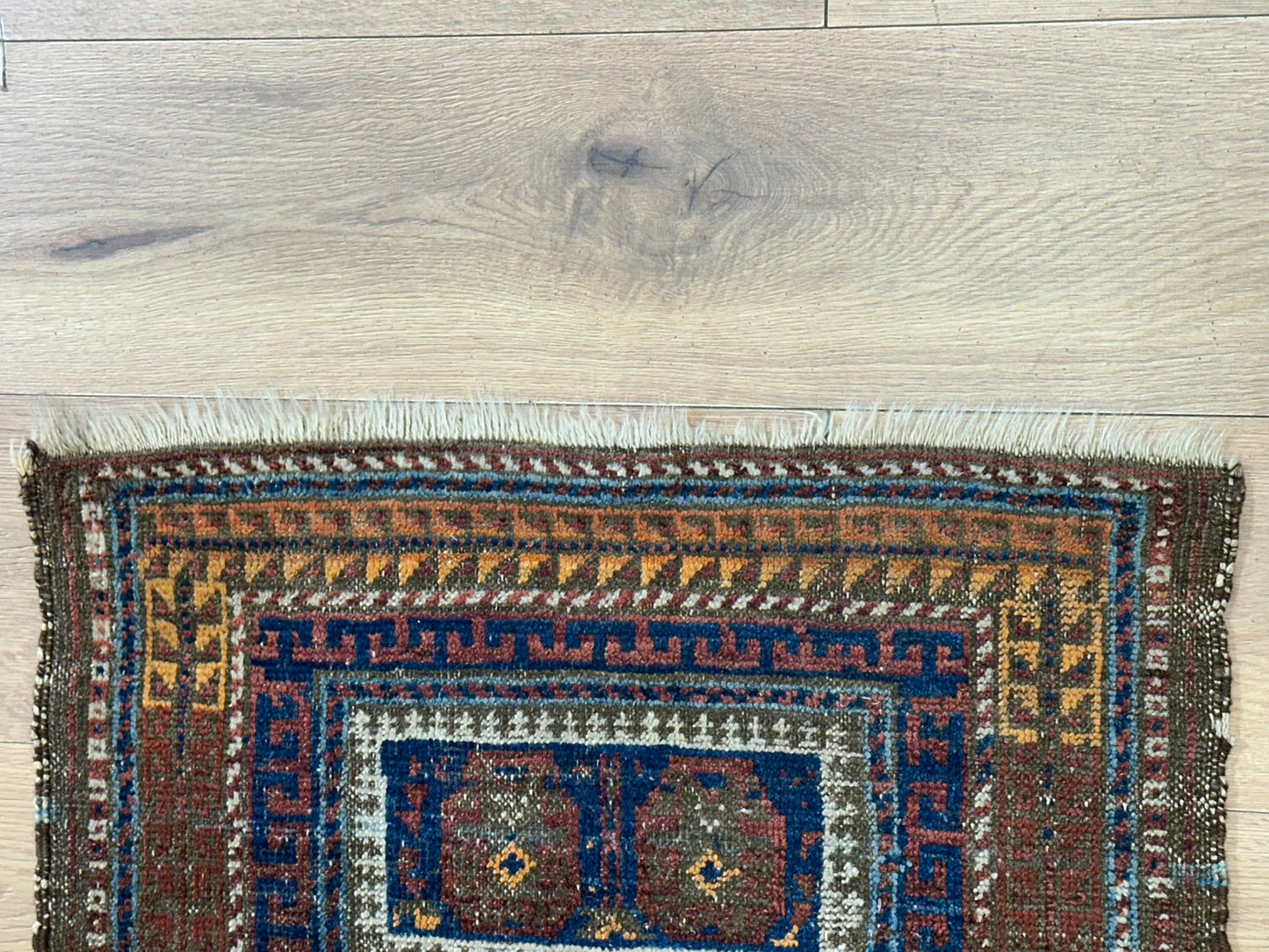 Antik Orientteppich handgeknüpft Belutsch Naturfarben 64x45 cm