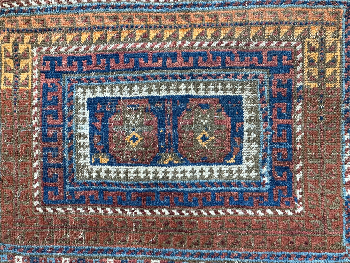 Antik Orientteppich handgeknüpft Belutsch Naturfarben 64x45 cm