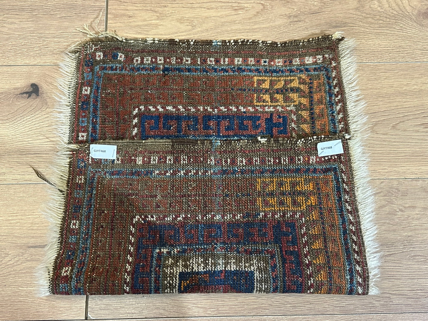 Antik Orientteppich handgeknüpft Belutsch Naturfarben 64x45 cm