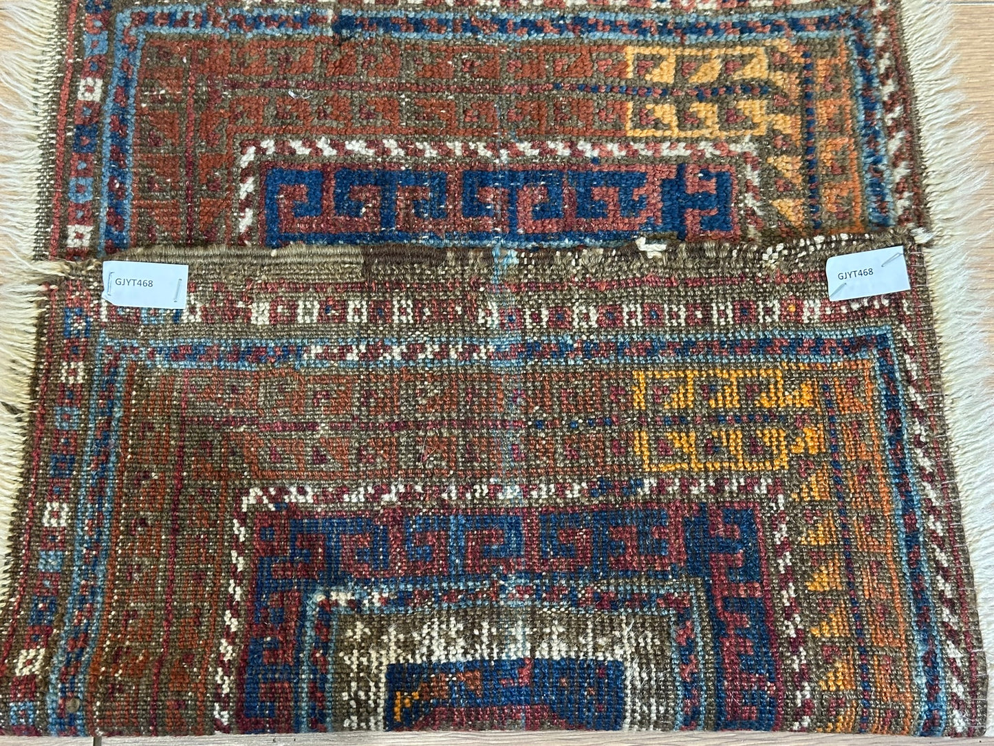Antik Orientteppich handgeknüpft Belutsch Naturfarben 64x45 cm