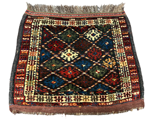 Antike Bachtiar Tasche Handgeknüpfter Perser Orientteppich 54x65 cm