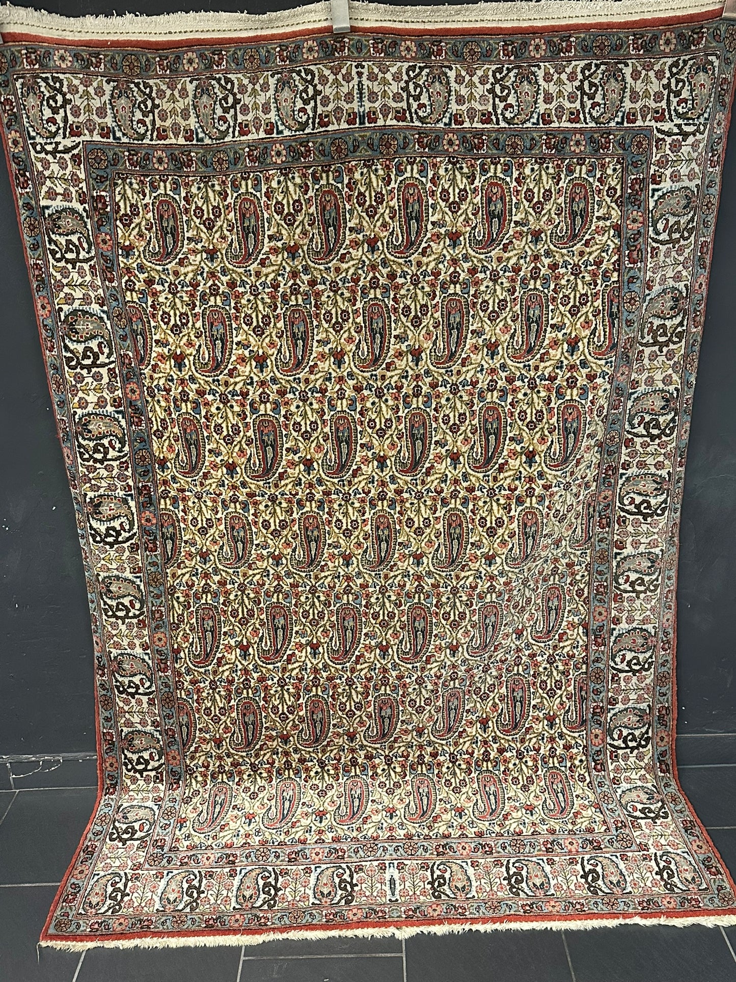 Handgeknüpfter Perser Teppich – Ghom Boteh Design Korkwolle 210x140cm