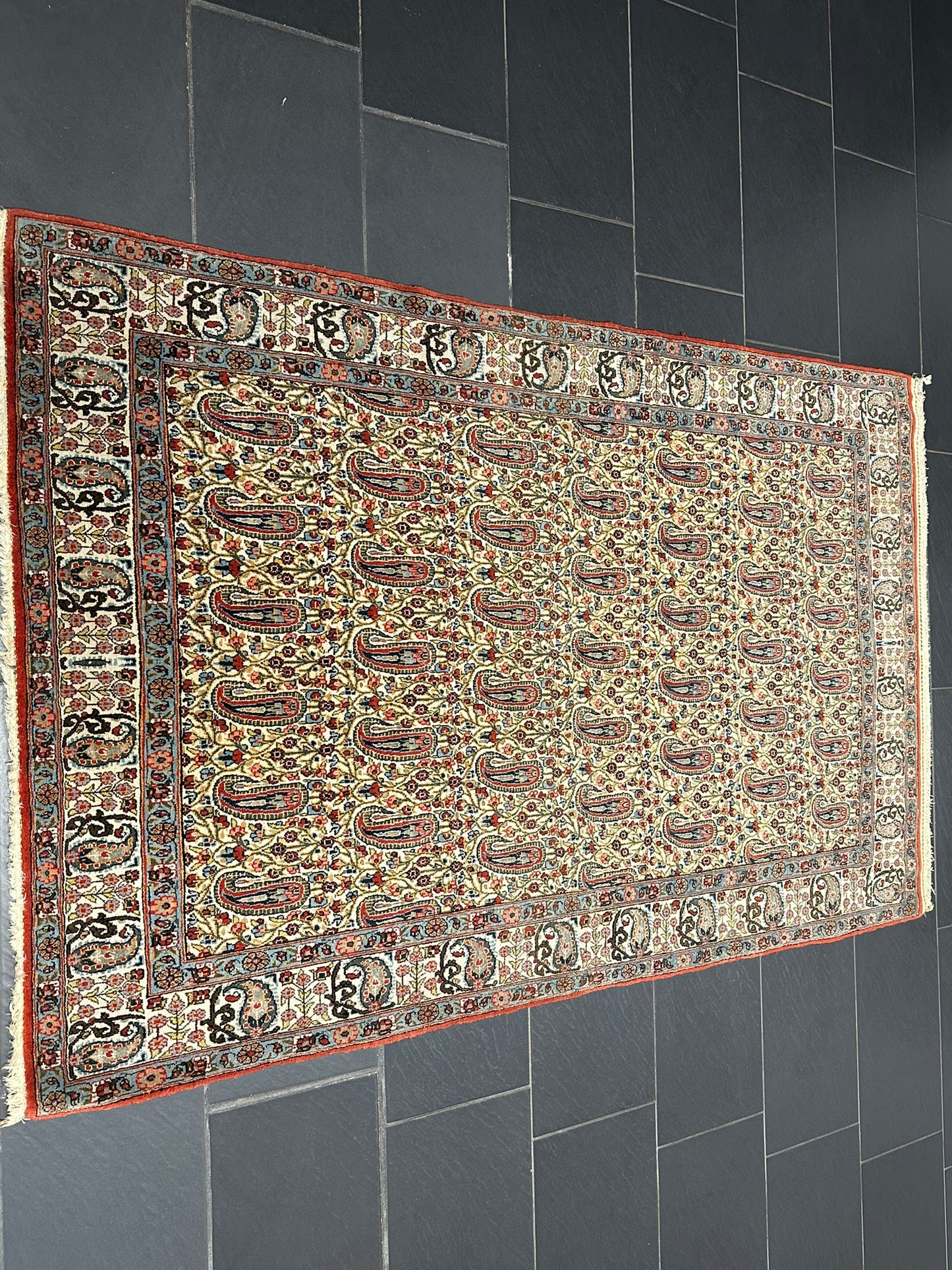 Handgeknüpfter Perser Teppich – Ghom Boteh Design Korkwolle 210x140cm