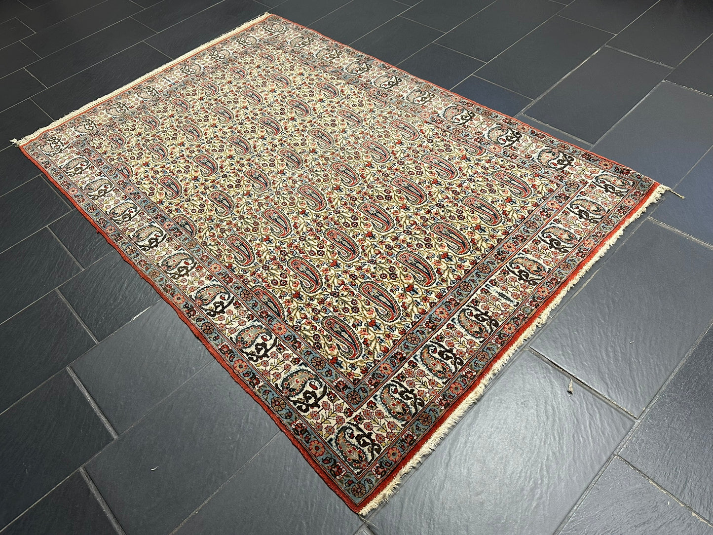 Handgeknüpfter Perser Teppich – Ghom Boteh Design Korkwolle 210x140cm
