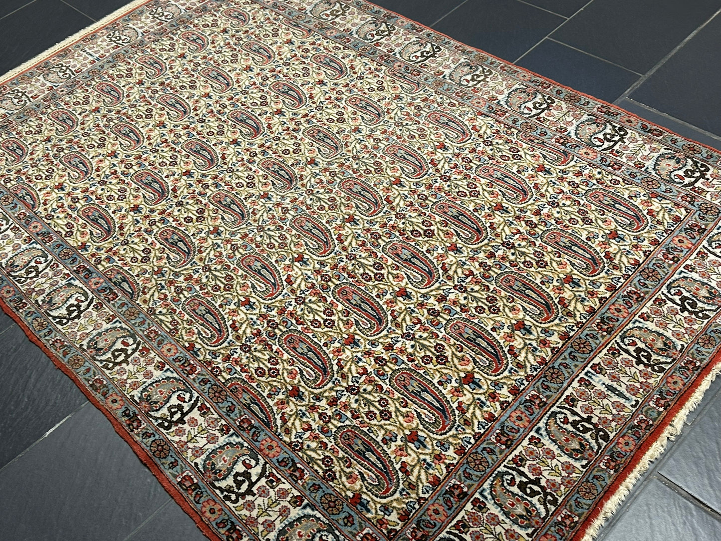 Handgeknüpfter Perser Teppich – Ghom Boteh Design Korkwolle 210x140cm
