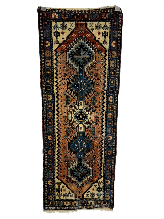 Orientteppich handgeknüpft Gaschgai Wolle 140x55 cm