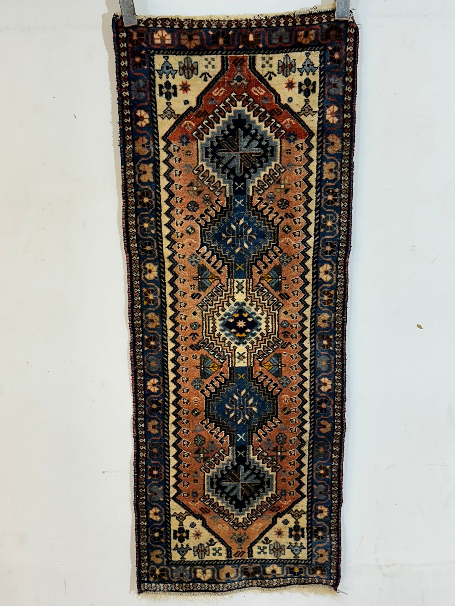 Orientteppich handgeknüpft Gaschgai Wolle 140x55 cm