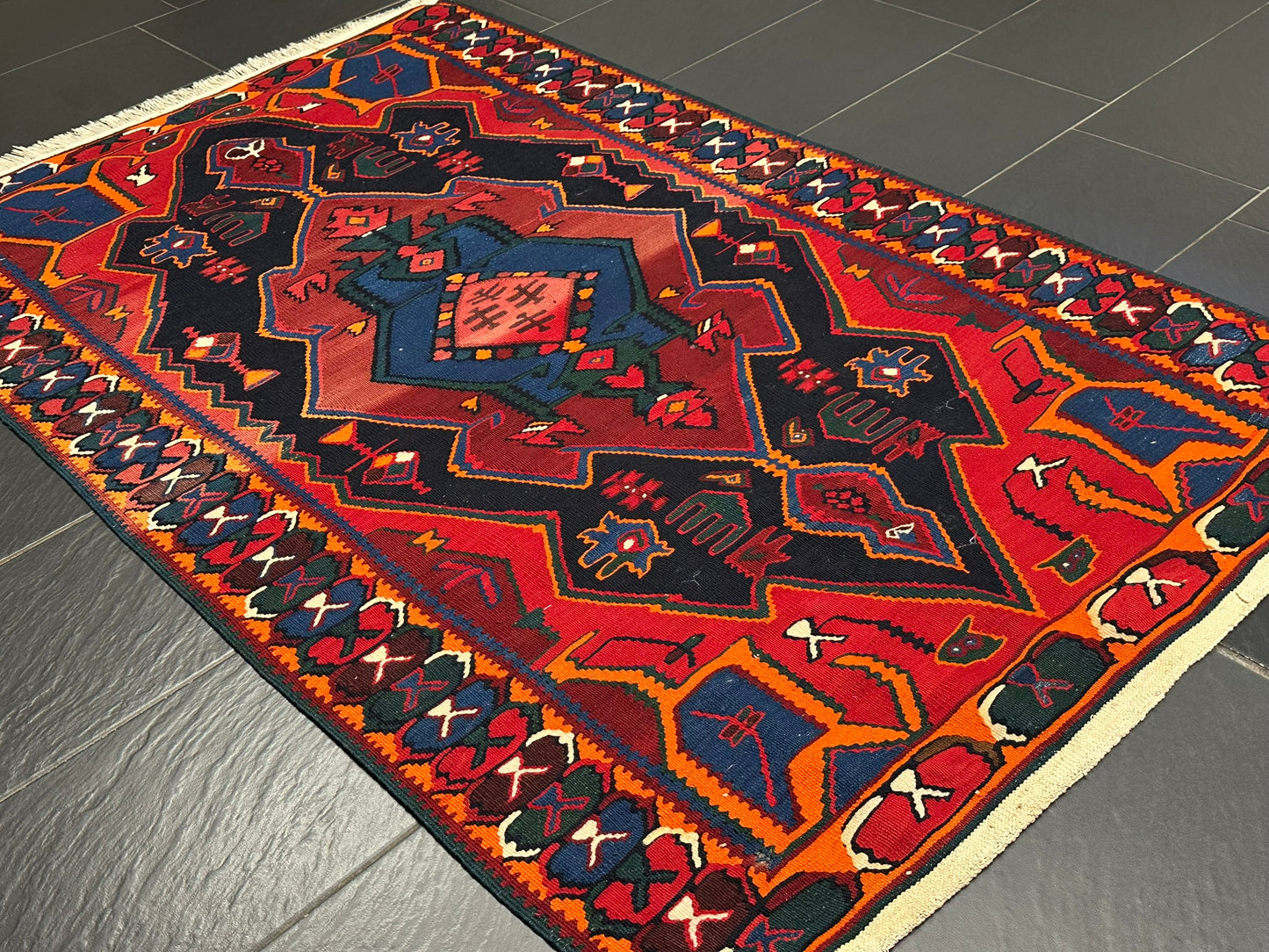 Handgeknüpfter Kelim Teppich – Antik Naturfarben Sehr Gut 184x119cm