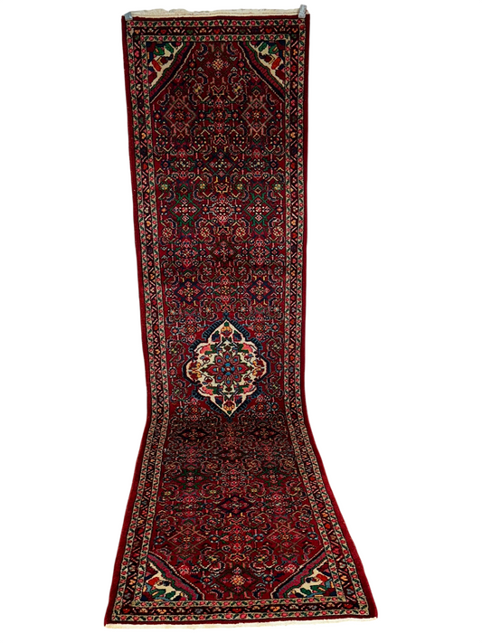 Orientteppich handgeknüpft Hamadan Läufer Wolle 325x85 cm